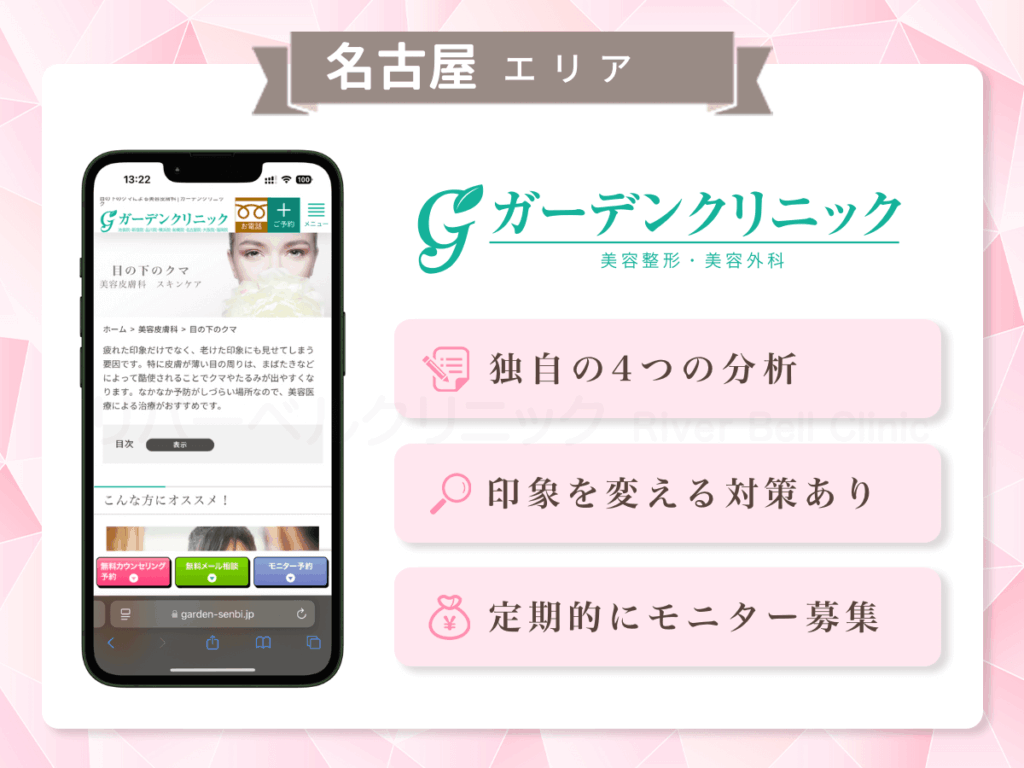 ガーデンクリニック 名古屋院ほか|目の下のクマとり・たるみ取り名古屋エリア