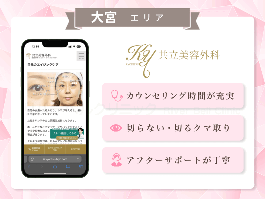 共立美容外科 大宮院ほか|目の下のクマとり・たるみ取り大宮(埼玉)エリア