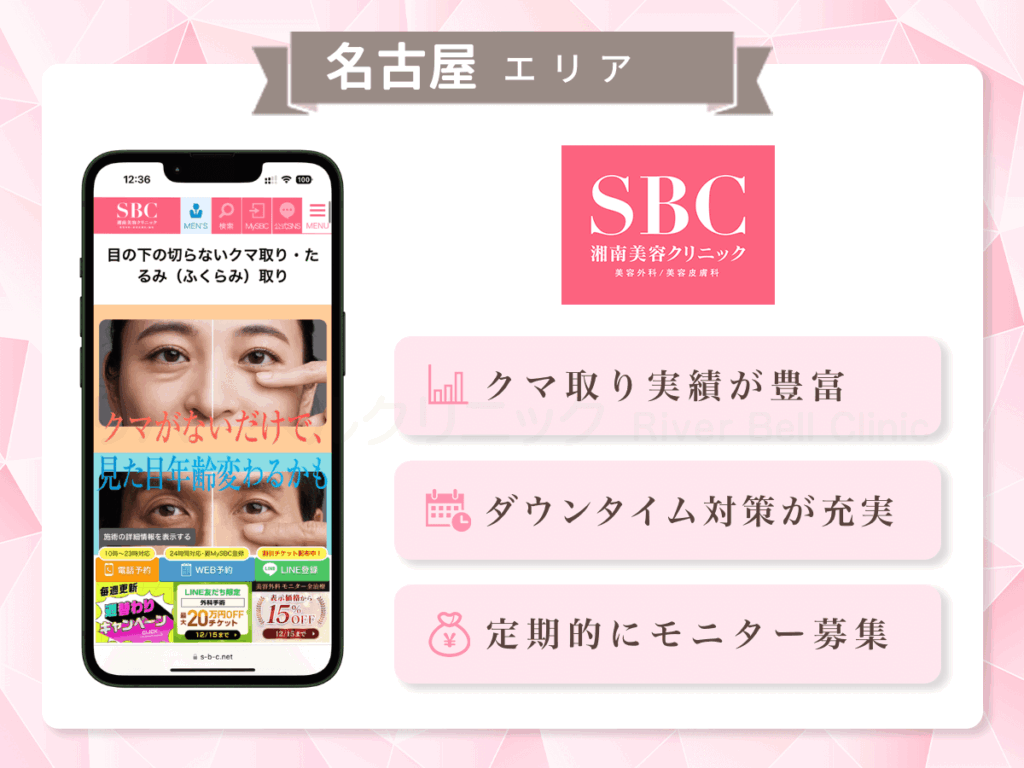 湘南美容クリニック 名古屋本院ほか|目の下のクマとり・たるみ取り名古屋エリア