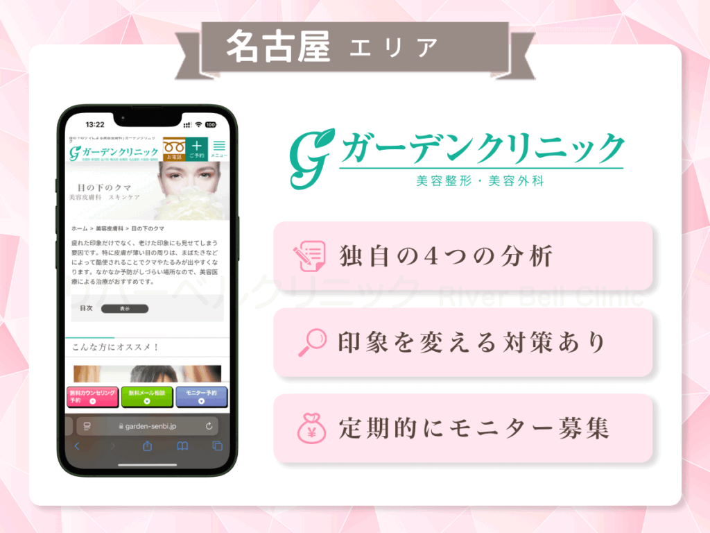 ガーデンクリニック 名古屋院ほか|目の下のクマとり・たるみ取り名古屋エリア